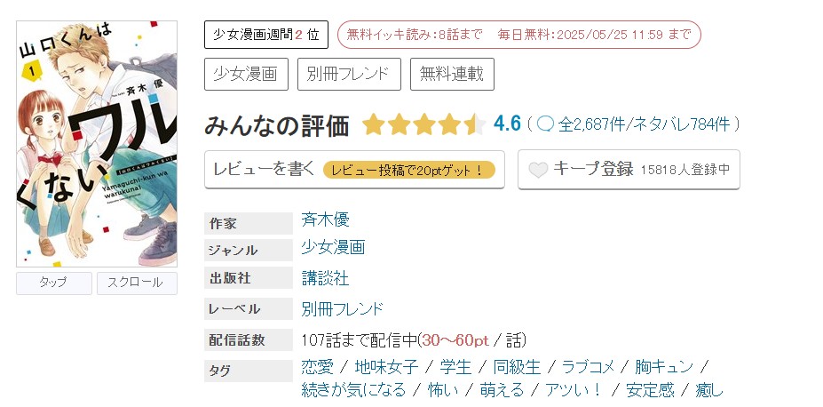 めちゃコミック 山口くんはワルくない 無料