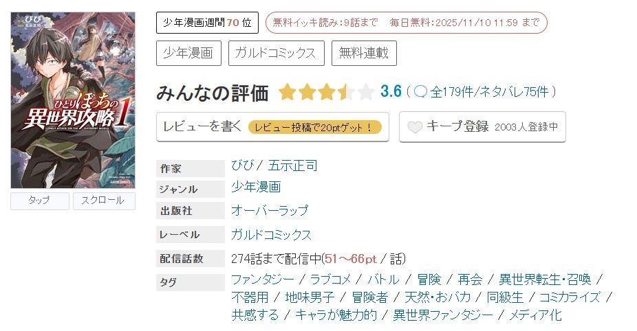 めちゃコミック ひとりぼっちの異世界攻略 無料