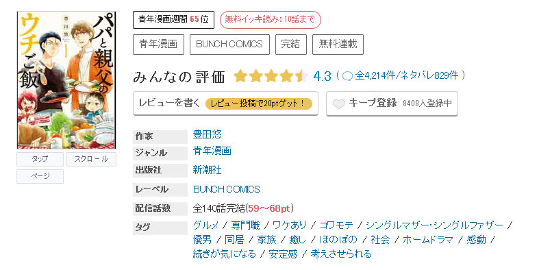 めちゃコミック パパと親父のウチご飯 無料