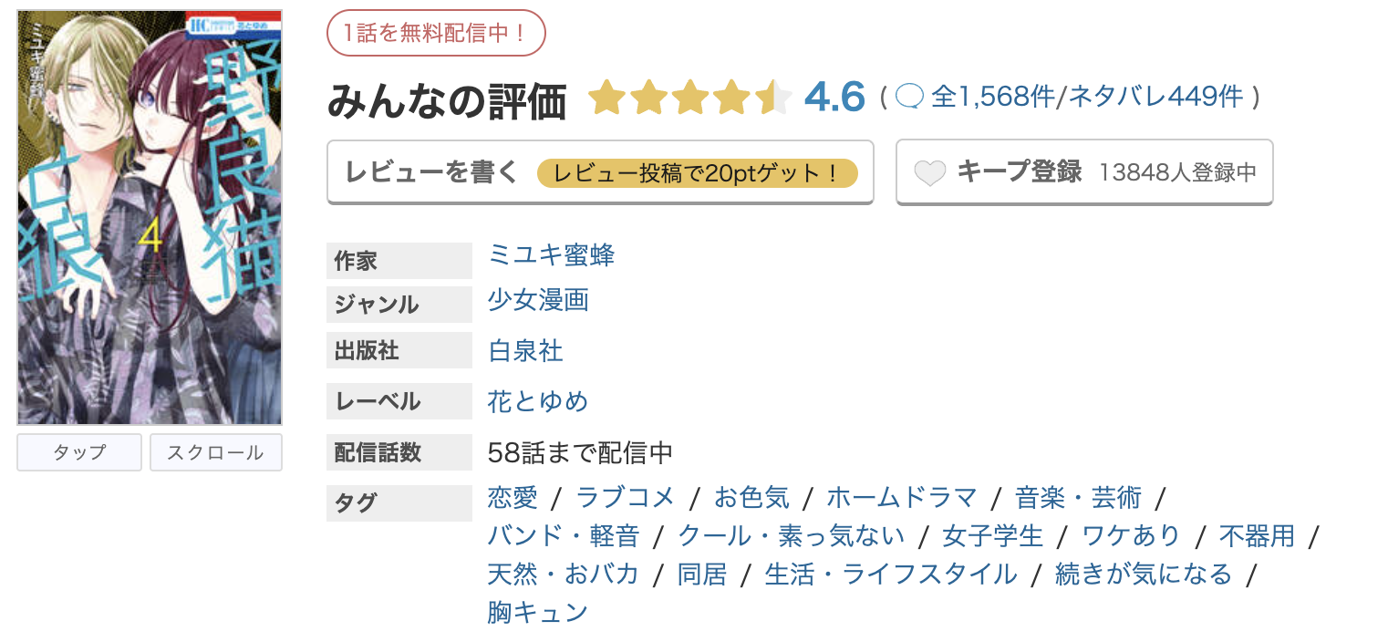 めちゃコミック 野良猫と狼 無料