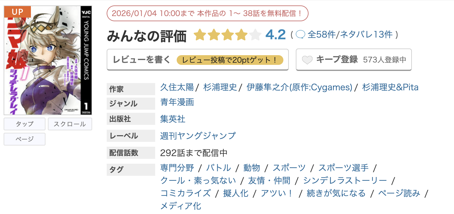 めちゃコミック ウマ娘 シンデレラグレイ 無料