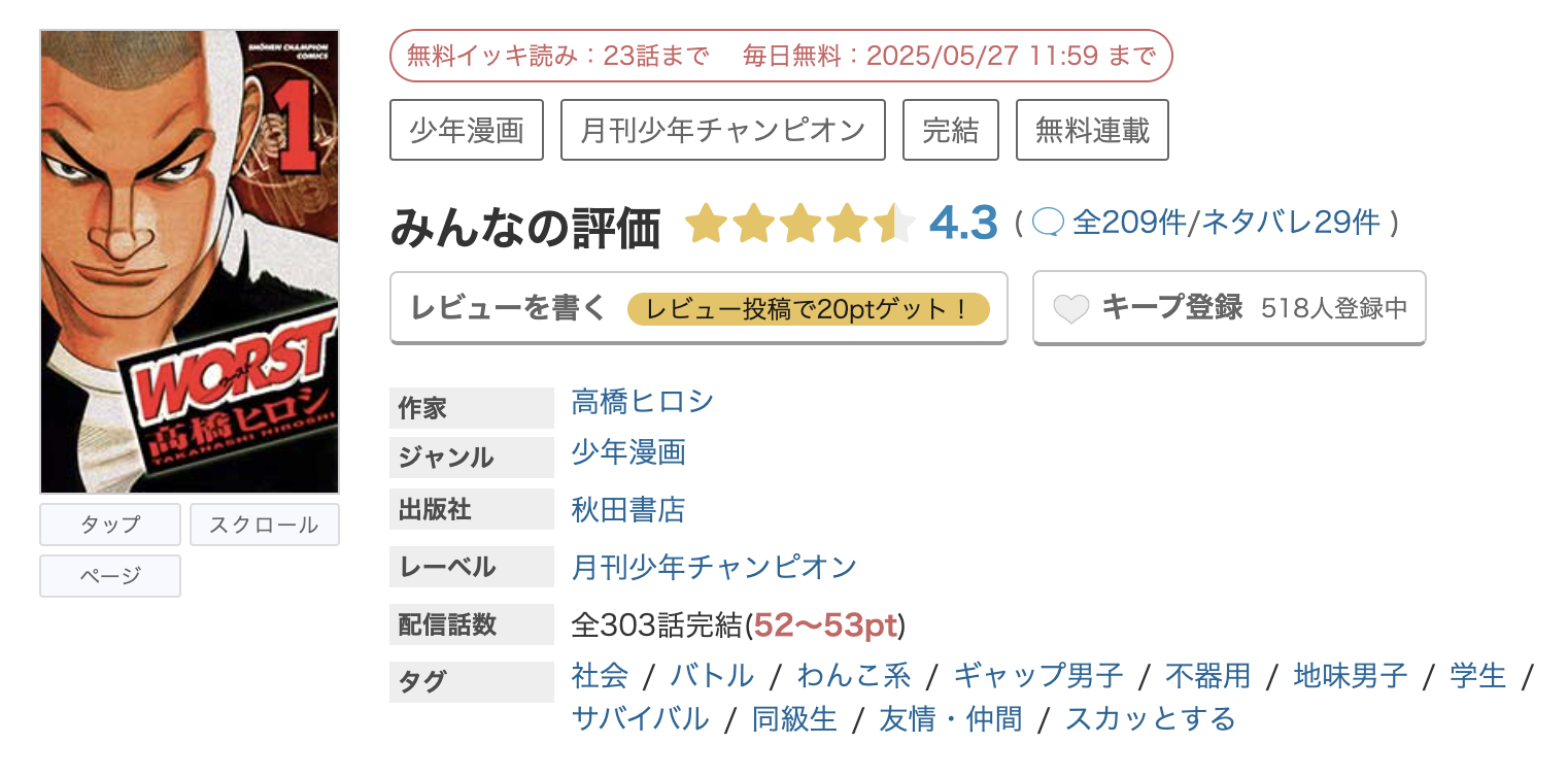 めちゃコミック WORST(ワースト) 無料