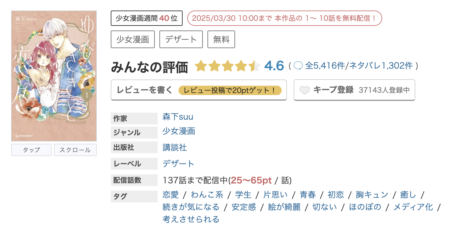 めちゃコミック ゆびさきと恋々 無料