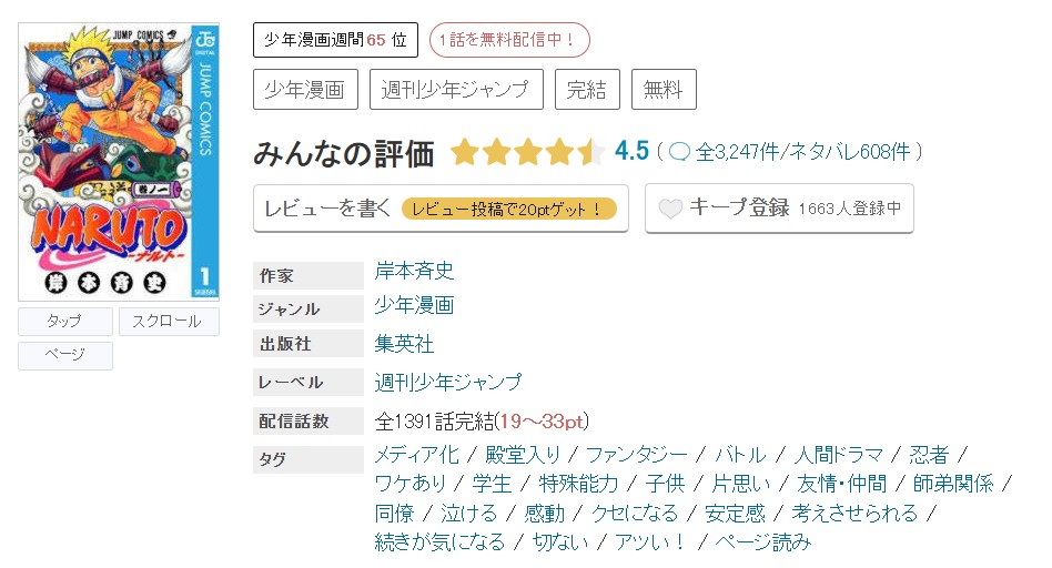 めちゃコミック NARUTO―ナルト― 無料