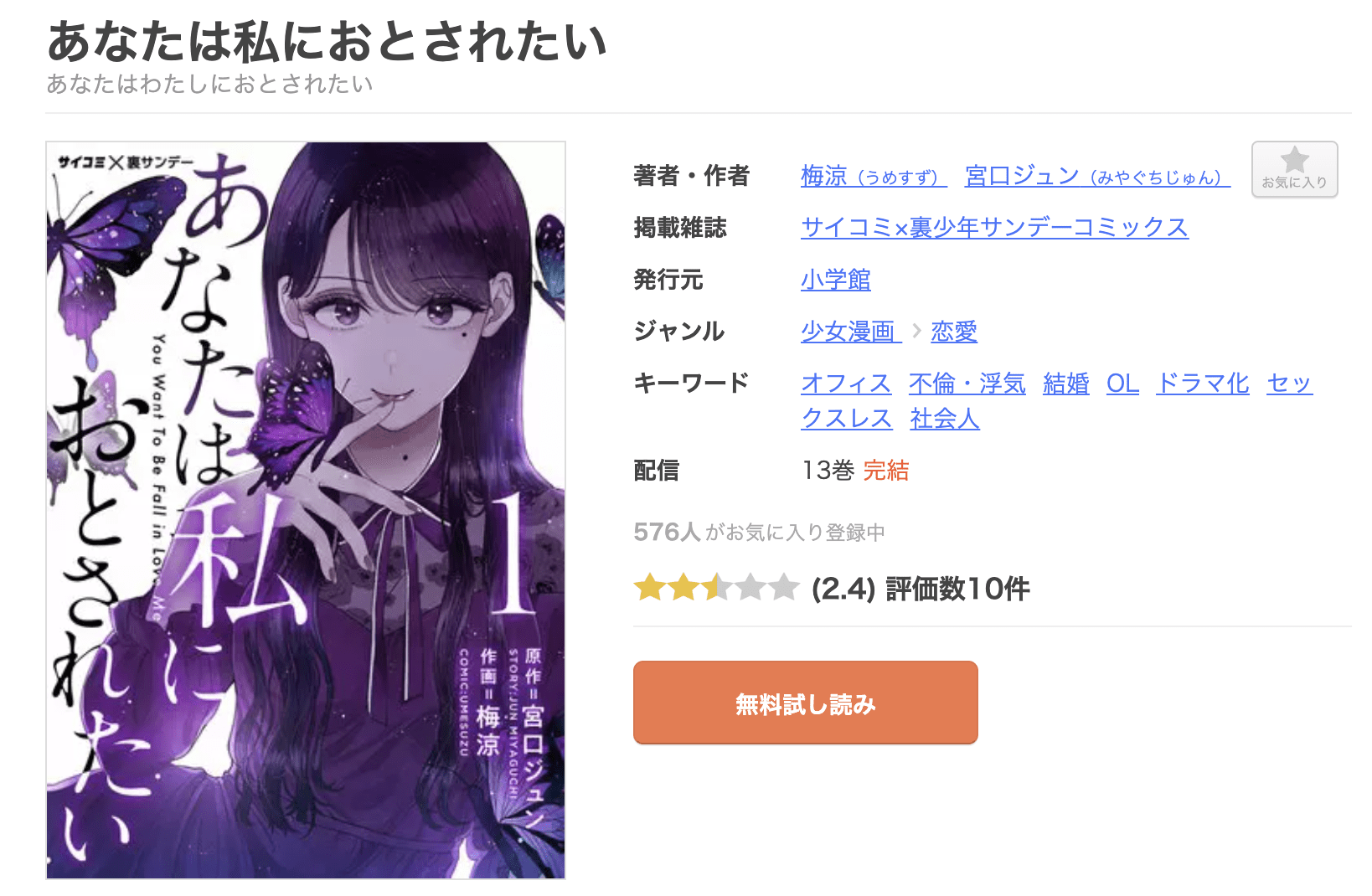 あなたは私に落とされたい 全巻 まんが王国