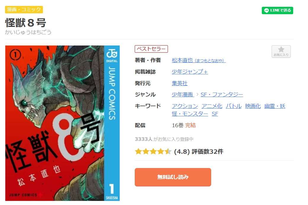 怪獣8号 全巻 まんが王国