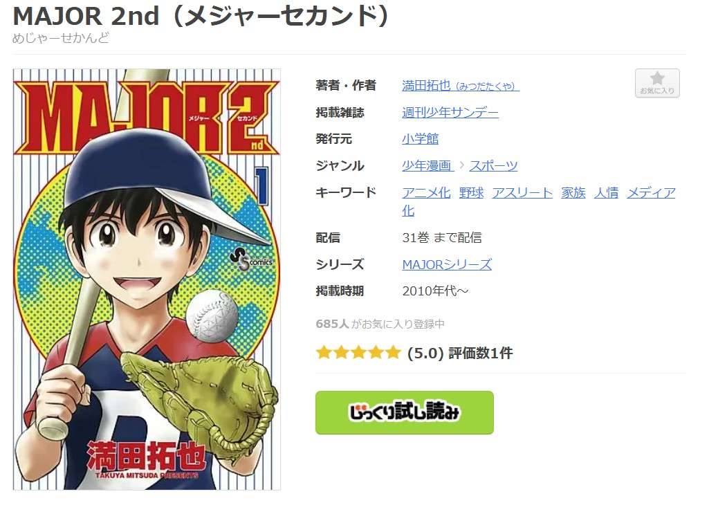 MAJOR 2nd（メジャー2nd） 全巻 まんが王国