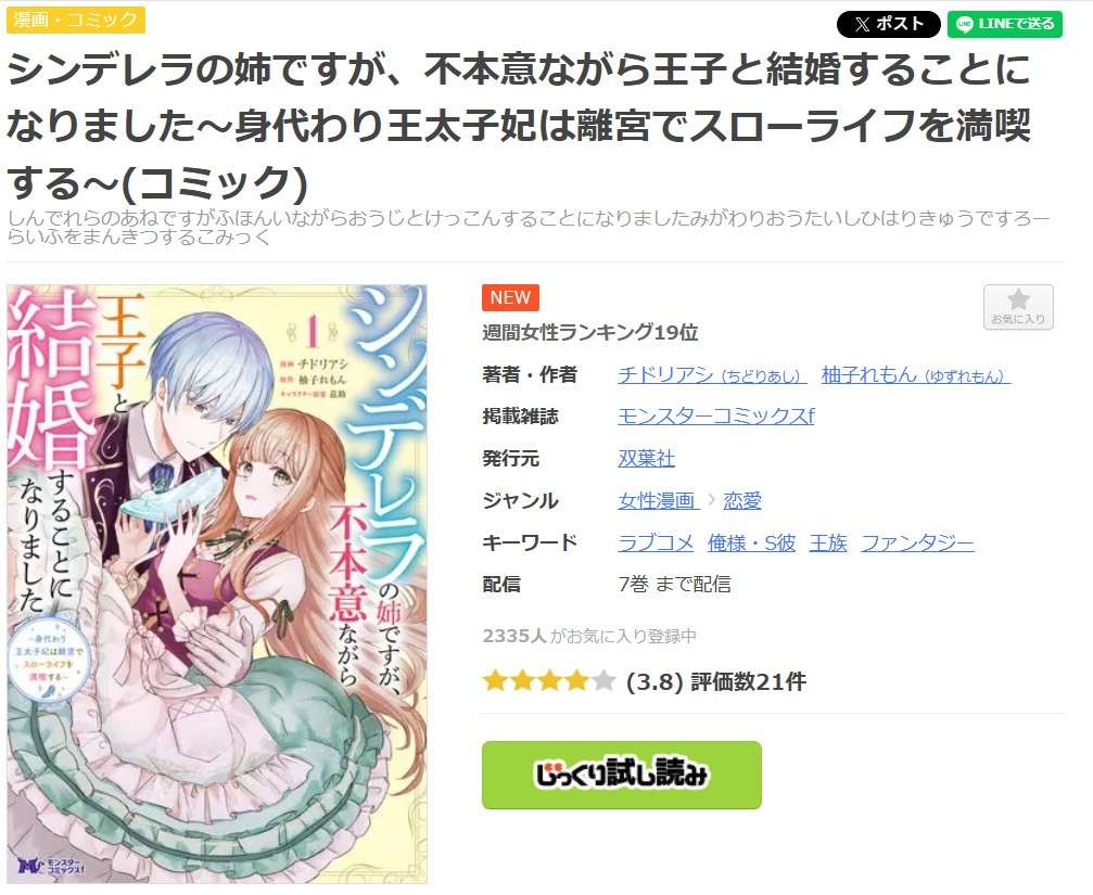 シンデレラの姉ですが、不本意ながら王子と結婚することになりました 全巻 まんが王国