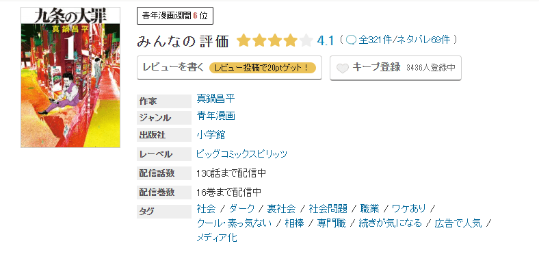 めちゃコミック 九条の大罪 無料