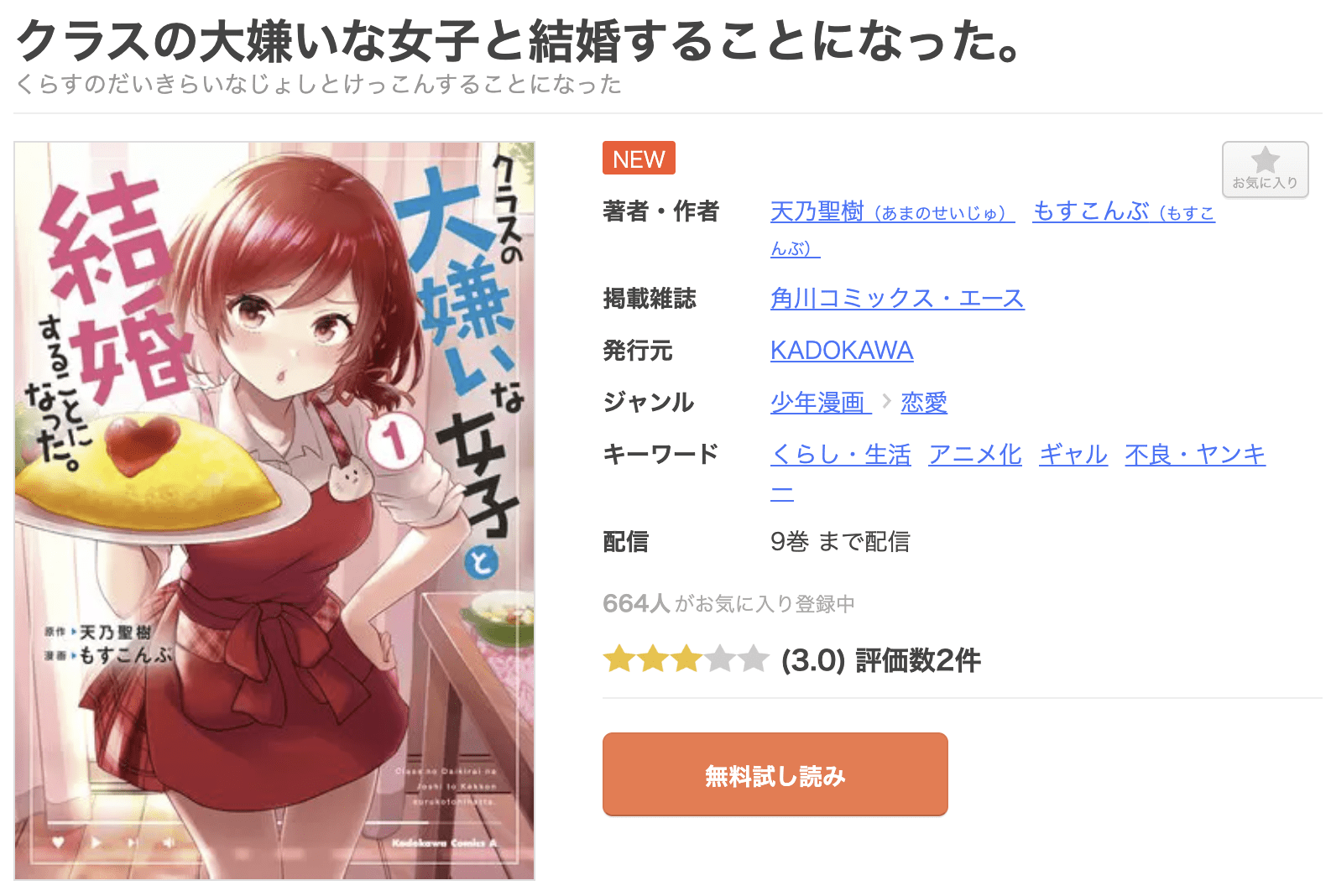 クラスの大嫌いな女子と結婚することになった。 全巻 まんが王国